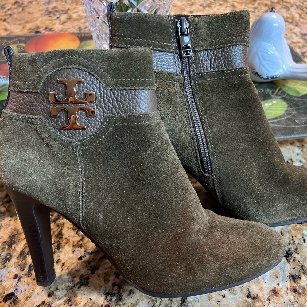Tory Burch Suede Booties - Olive - Sz 8 1/2